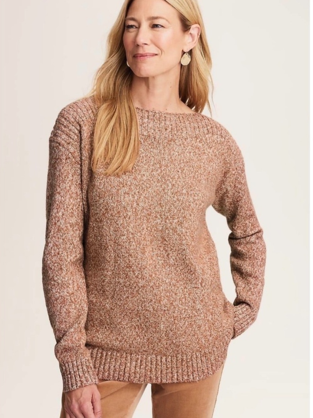 NWT J. Jill Boatneck Cotton Blend Sweater in Bronze Barley Size L